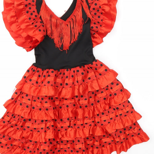 Preworn Girls Red Polka Dot  Ball Gown  Size 2 Years