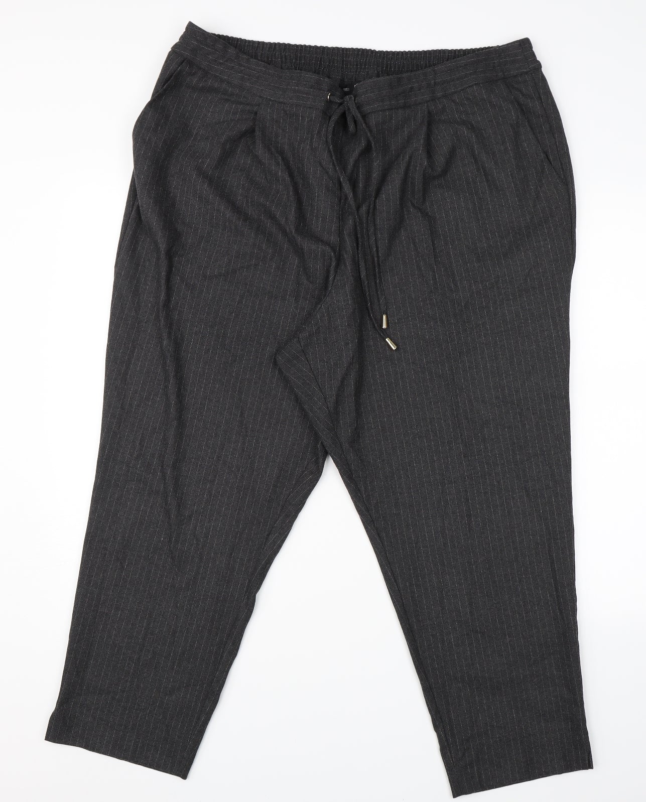 F&F Womens Grey Striped  Trousers  Size 22 L25 in