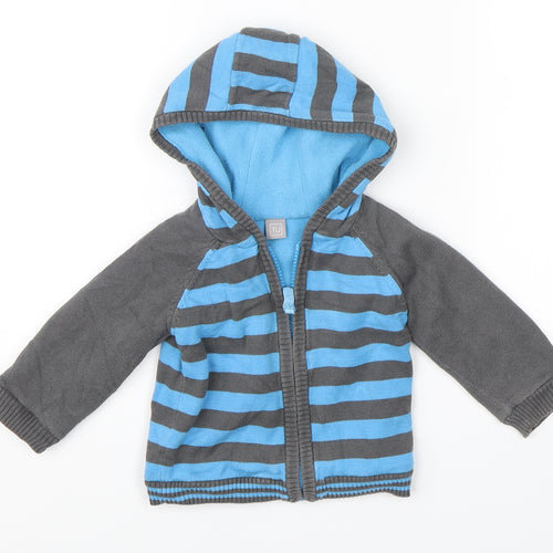 TU Baby Blue Striped  Full Zip Jumper Size 6-9 Months