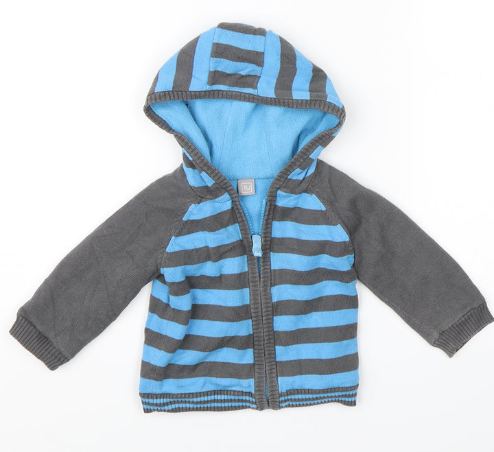 TU Baby Blue Striped  Full Zip Jumper Size 6-9 Months
