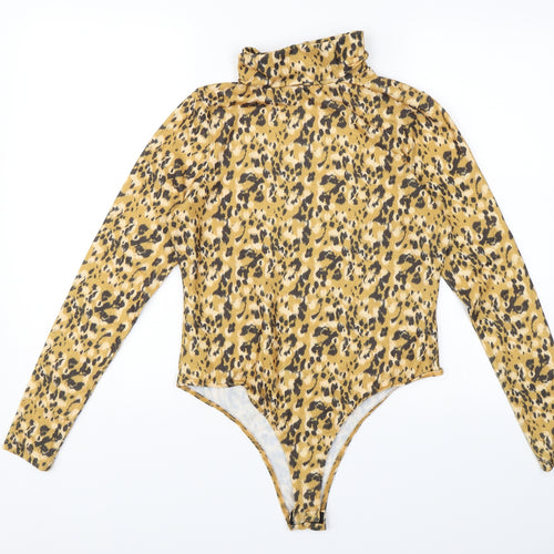 Primark Womens Yellow Animal Print  Bodysuit One-Piece Size M