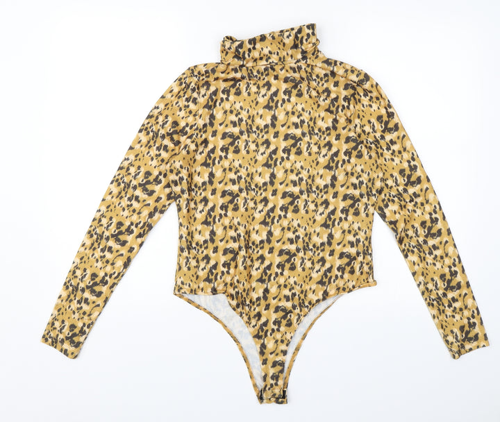 Primark Womens Yellow Animal Print Bodysuit One-Piece Size M