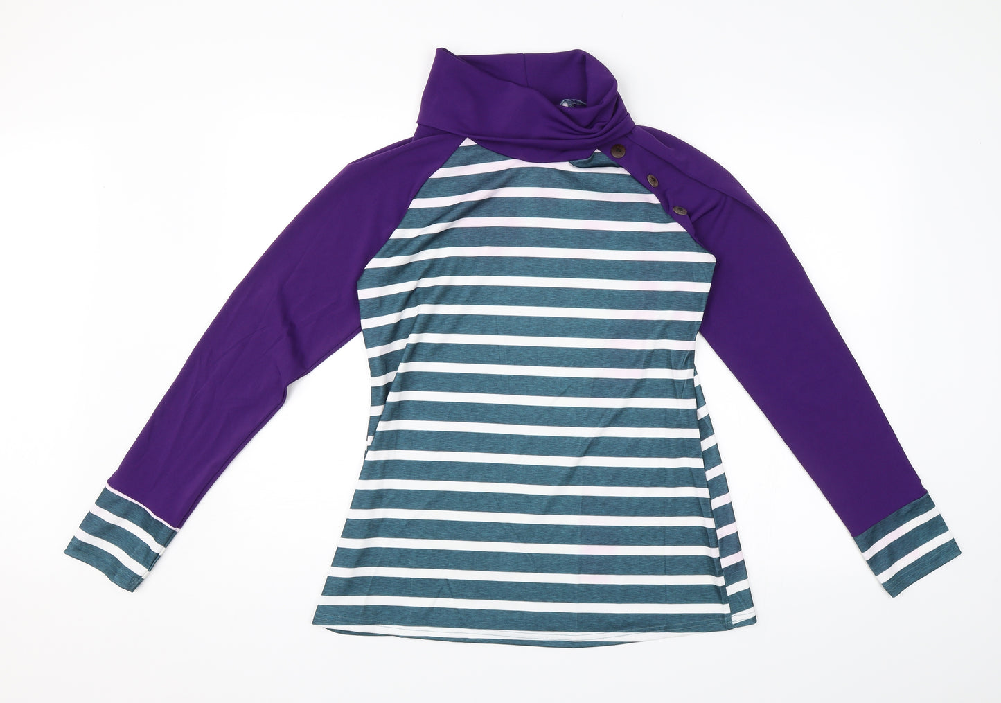 Preworn Womens Purple Striped  Basic T-Shirt Size M  - Swim