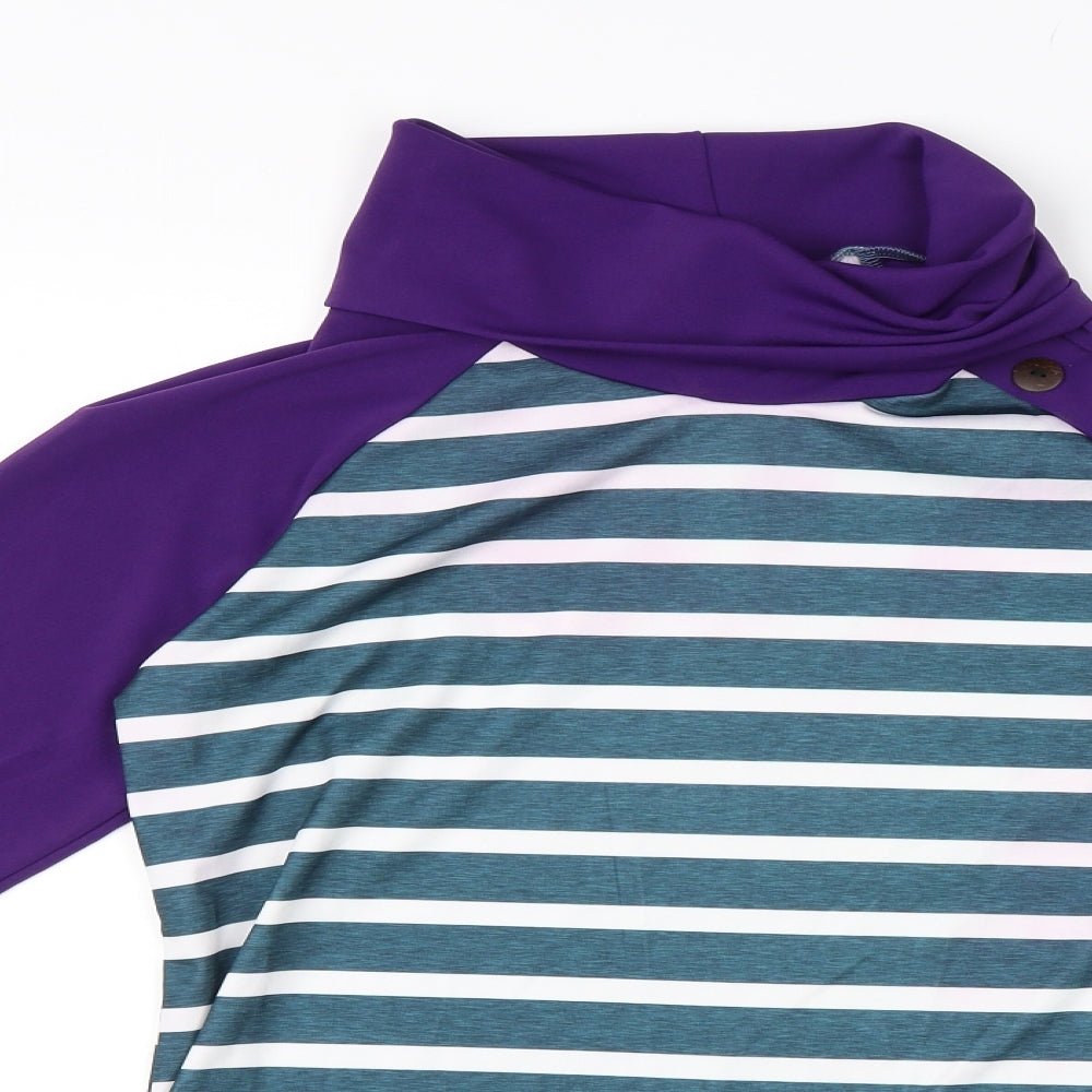 Preworn Womens Purple Striped  Basic T-Shirt Size M  - Swim