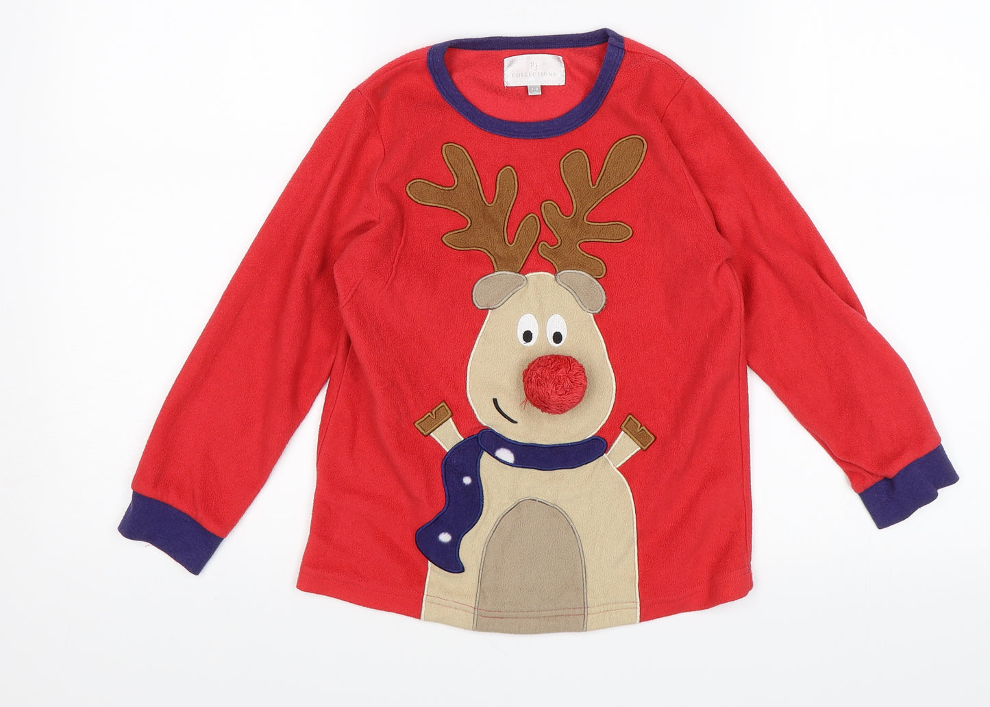 PJ Collections Boys Red Solid   Pyjama Top Size 7-8 Years  - Reindeer