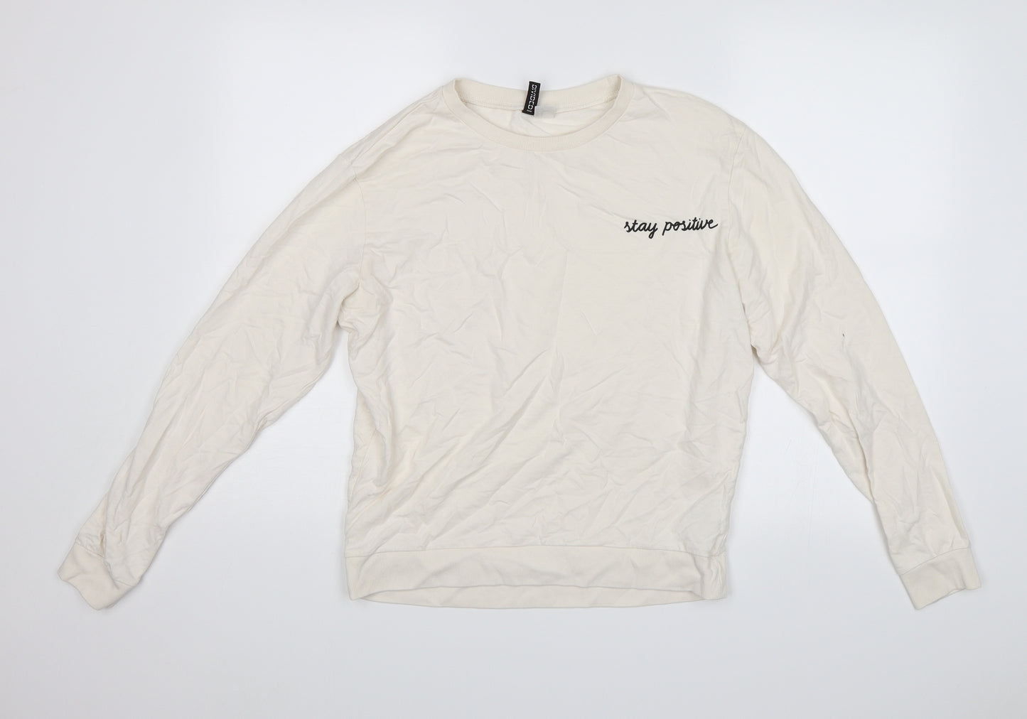 Divided Womens White   Pullover Jumper Size M  - Stay Positive