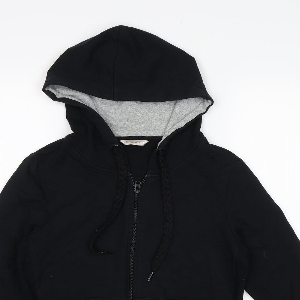 M&S Womens Black   Full Zip Hoodie Size 8