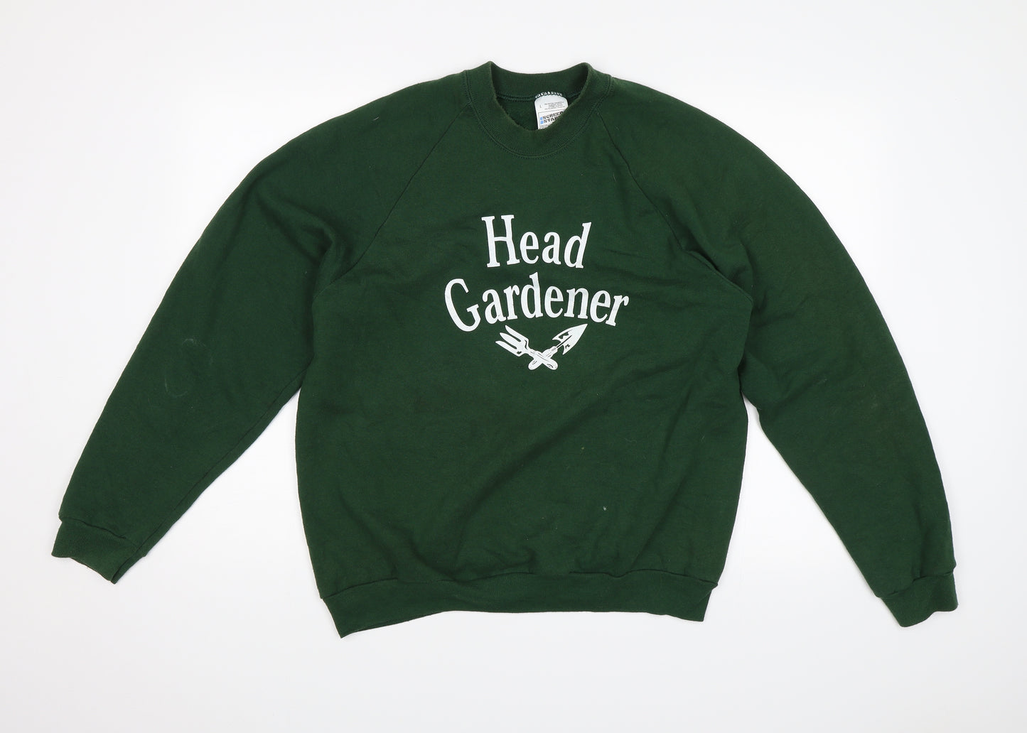 Screen Stars Mens Green   Pullover Jumper Size L  - Head Gardener