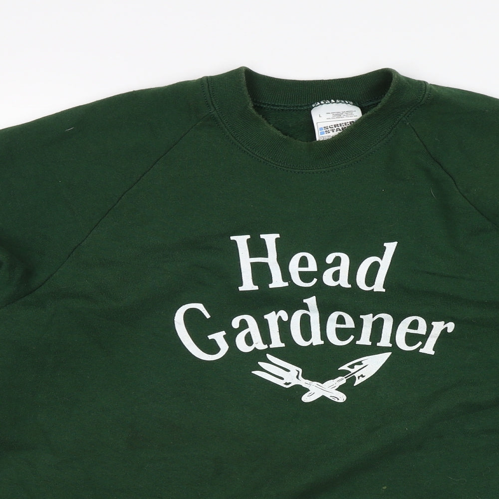 Screen Stars Mens Green   Pullover Jumper Size L  - Head Gardener