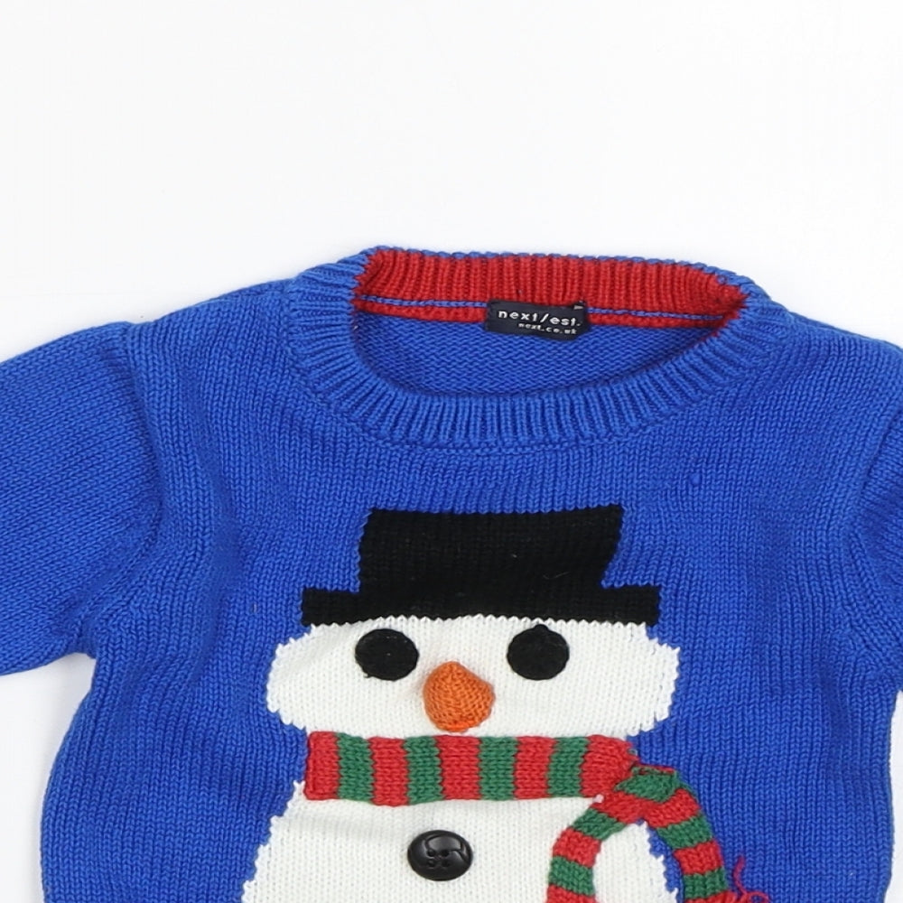 NEXT Baby Blue   Pullover Jumper Size 6-9 Months  - Snowman