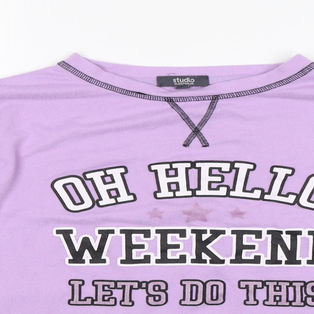 Studio Sleepwear Womens Purple Solid  Top Pyjama Top Size 8  - Oh hello weekend lets do this