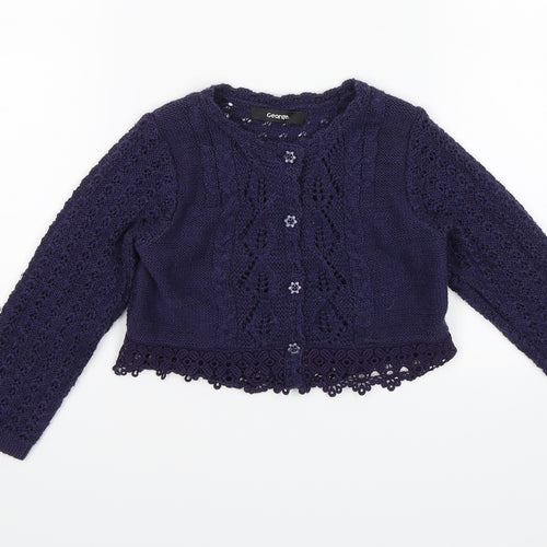 George Girls Purple   Cardigan Jumper Size 2-3 Years