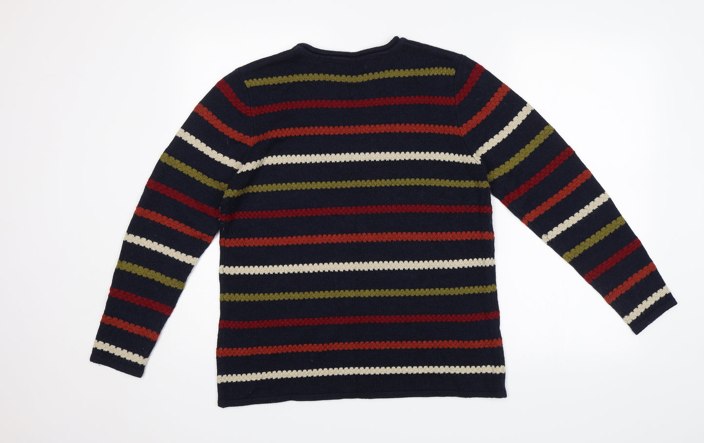 Isle Essentials Womens Blue Striped  Pullover Jumper Size M