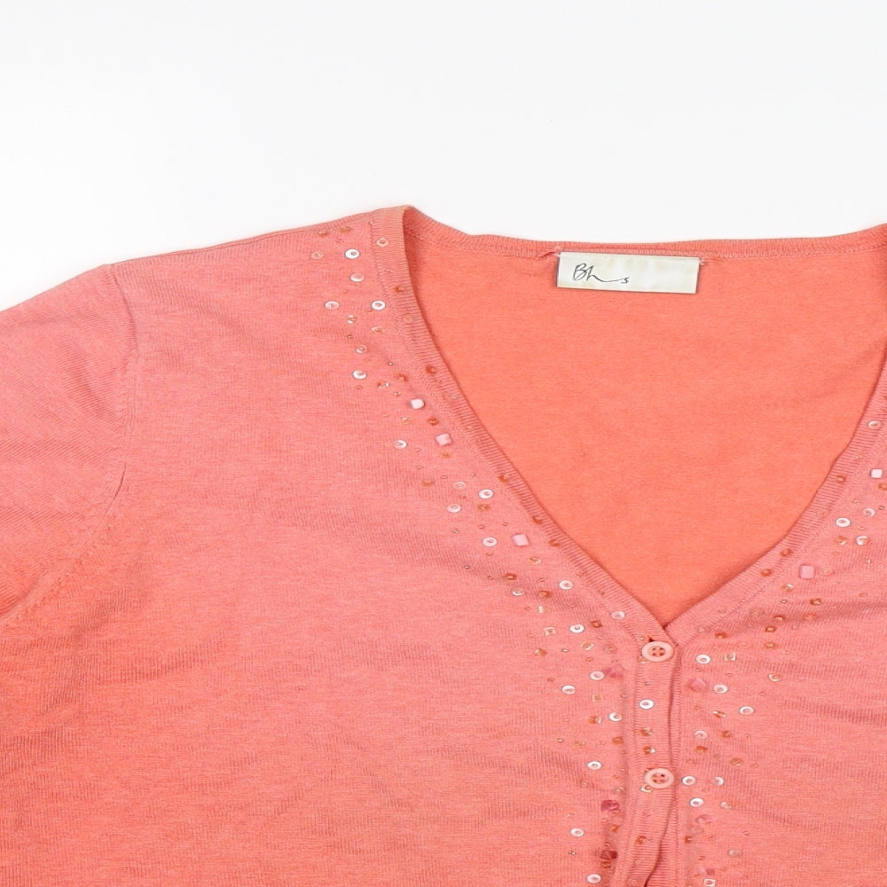 BHS Womens Orange   Cardigan Jumper Size 18