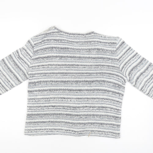Per Una Girls Grey Striped  Cardigan Jumper Size M