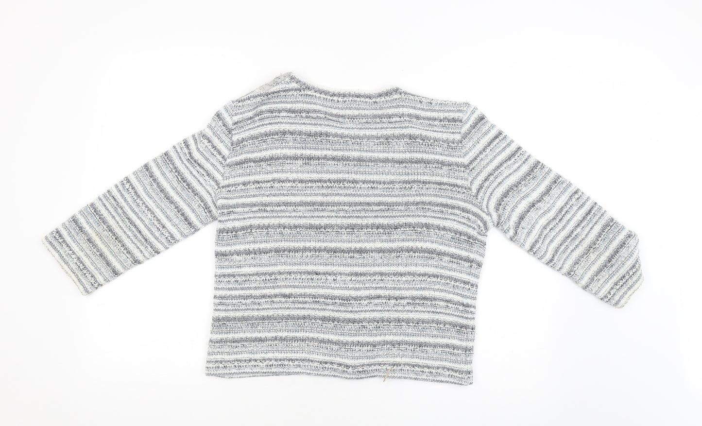 Per Una Girls Grey Striped  Cardigan Jumper Size M