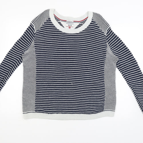 Hilfiger Mens Blue Striped  Pullover Jumper Size XL