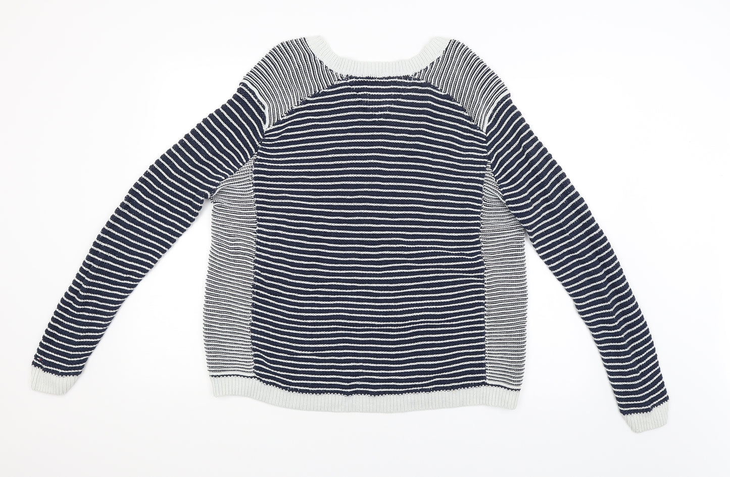Hilfiger Mens Blue Striped  Pullover Jumper Size XL