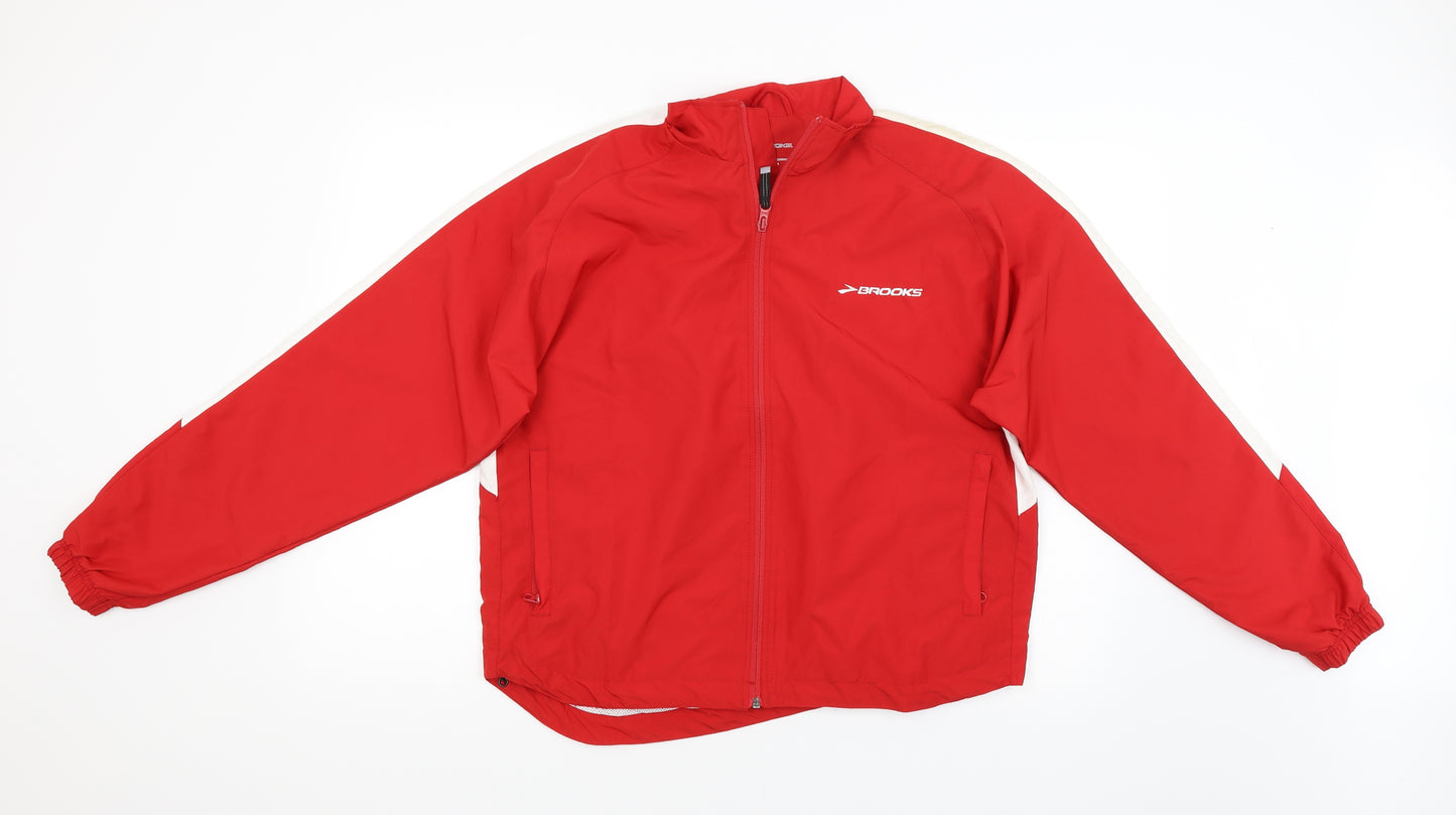 Brooks Mens Red   Rain Coat Jacket Size S