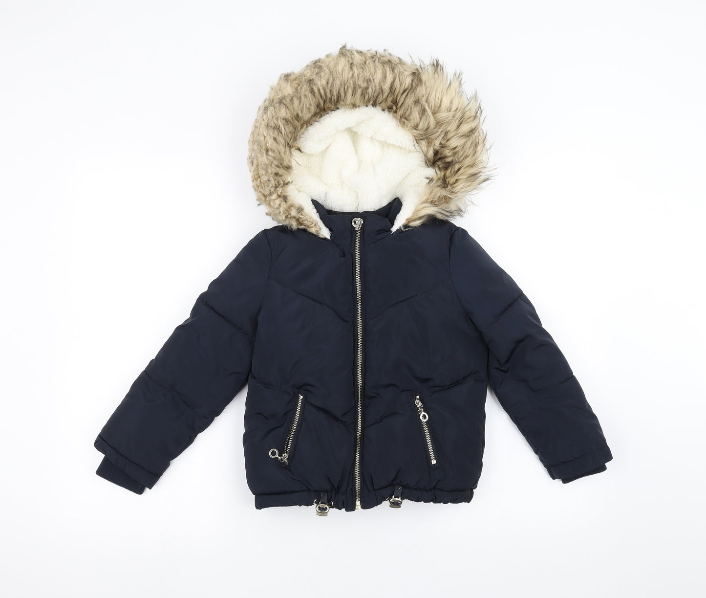 F&F Girls Blue   Parka Coat Size 5-6 Years