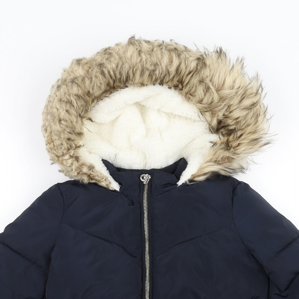 F&F Girls Blue   Parka Coat Size 5-6 Years