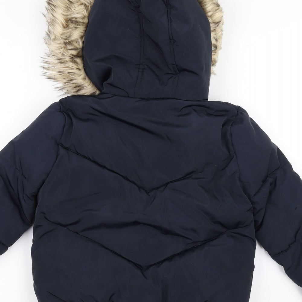 F&F Girls Blue   Parka Coat Size 5-6 Years