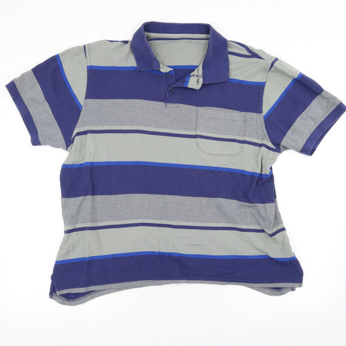 Daxon Mens Grey Striped   Polo Size XL