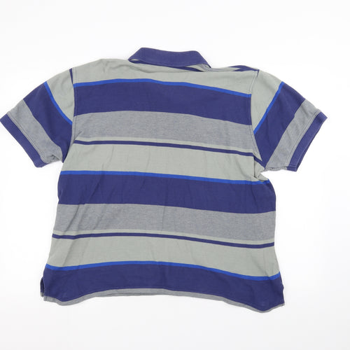 Daxon Mens Grey Striped   Polo Size XL
