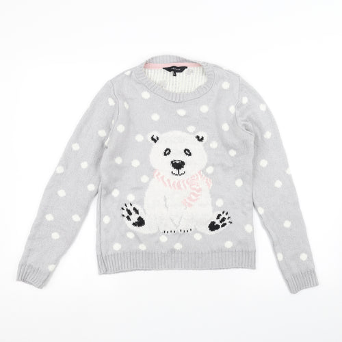 New Look Womens Grey  Knit Pullover Jumper Size 8  - Bear