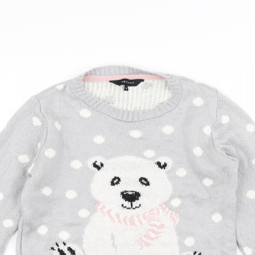 New Look Womens Grey  Knit Pullover Jumper Size 8  - Bear