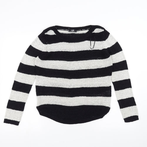 Wallis Womens White Striped Knit Pullover Jumper Size S