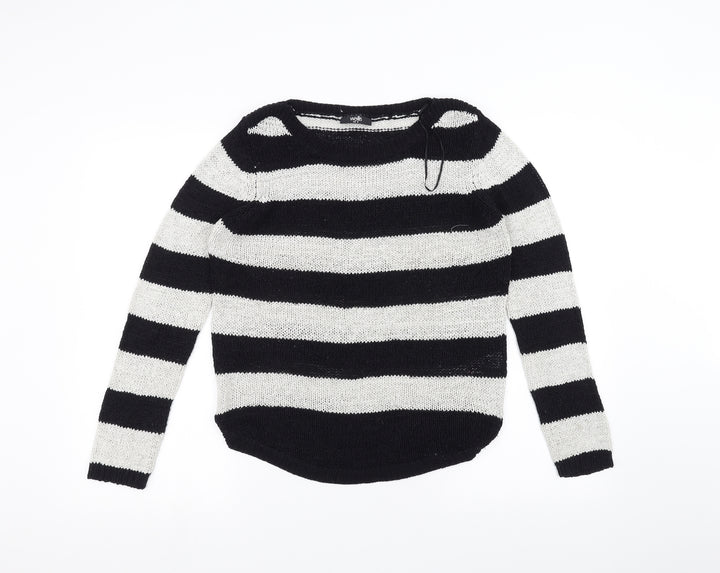 Wallis Womens White Striped Knit Pullover Jumper Size S