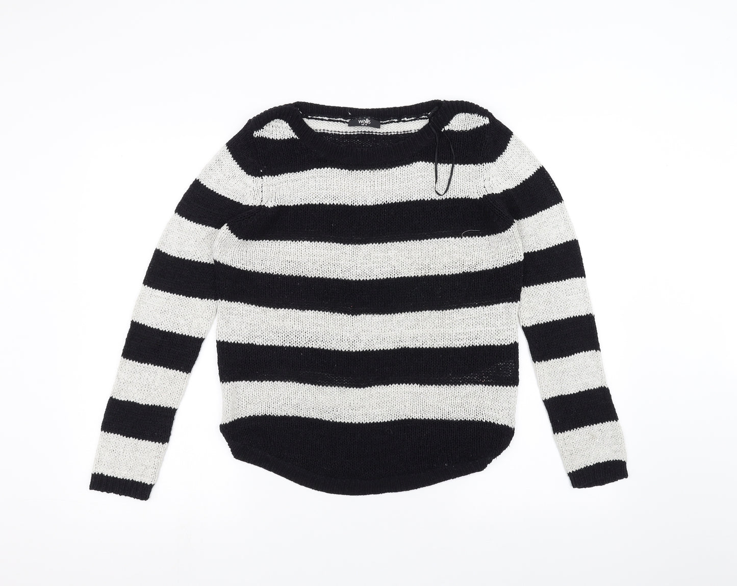 Wallis Womens White Striped Knit Pullover Jumper Size S