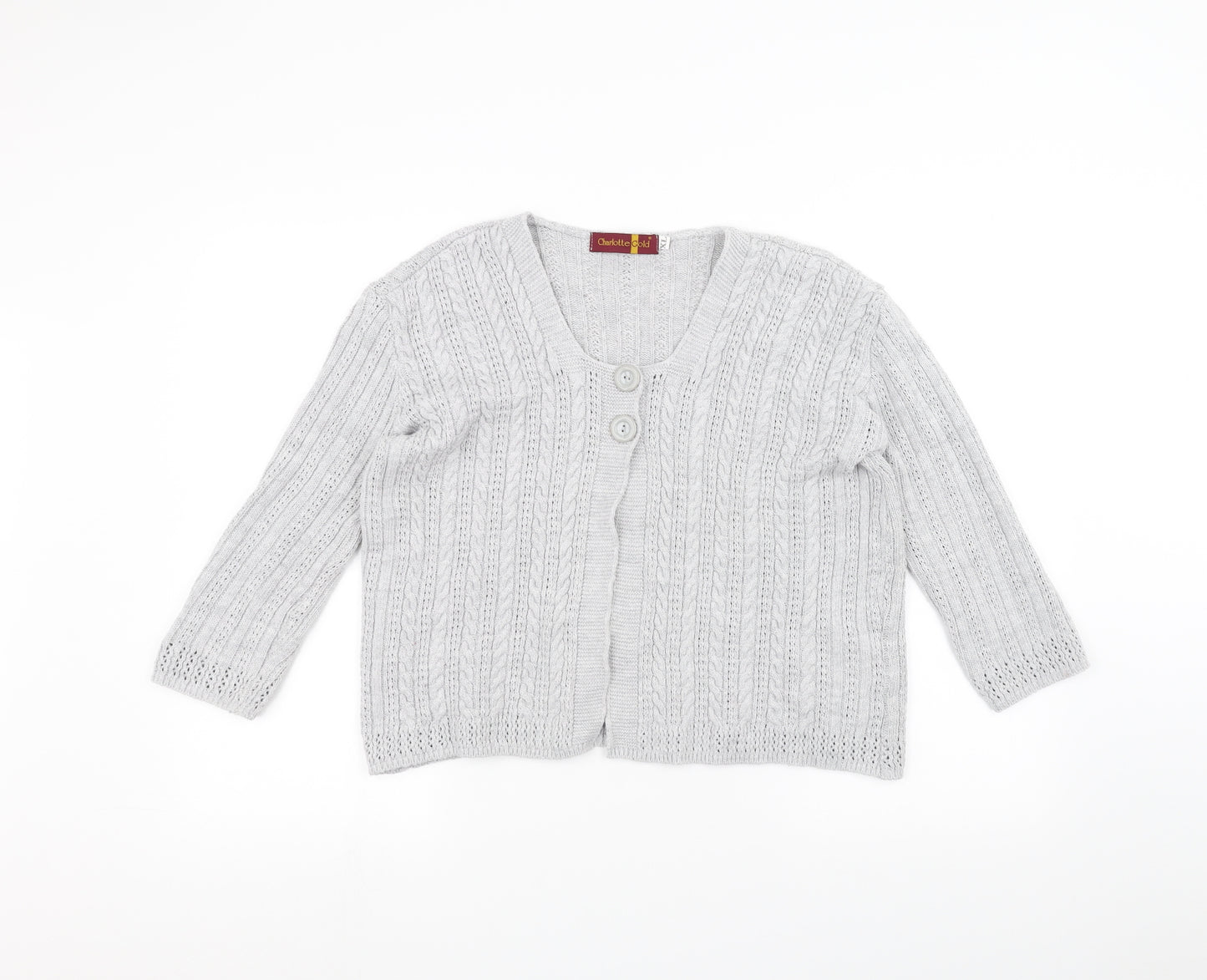 Charlotte Gold Womens Grey  Knit Jacket Coatigan Size XL