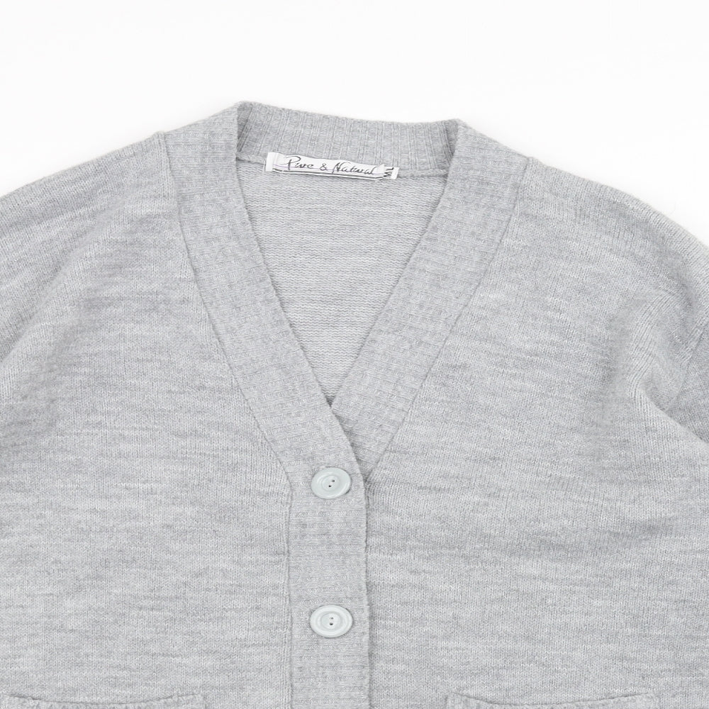 Pure & Natural Womens Grey  Knit Jacket Coatigan Size M