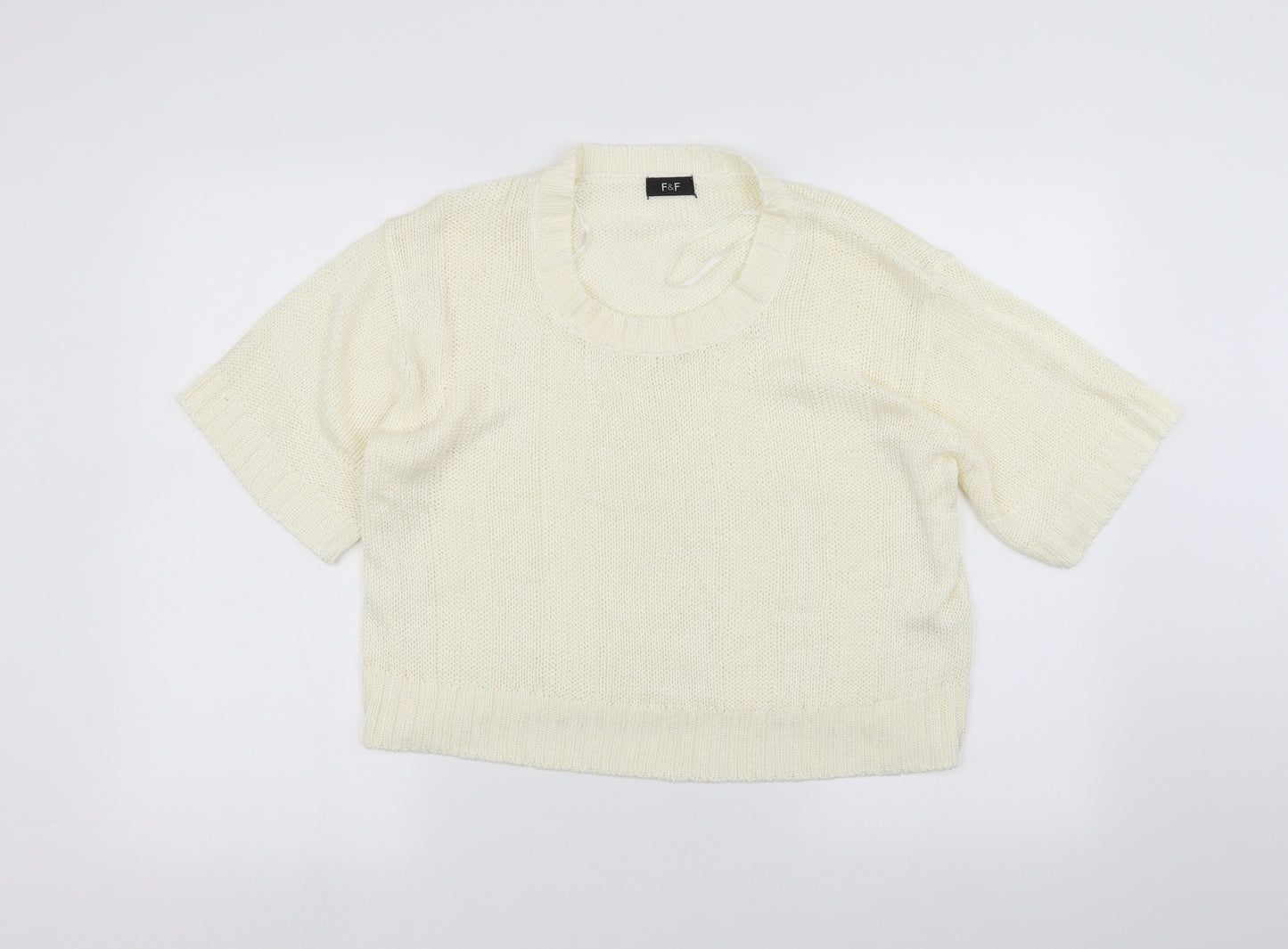 F&F Womens White  Knit Pullover Jumper Size 14