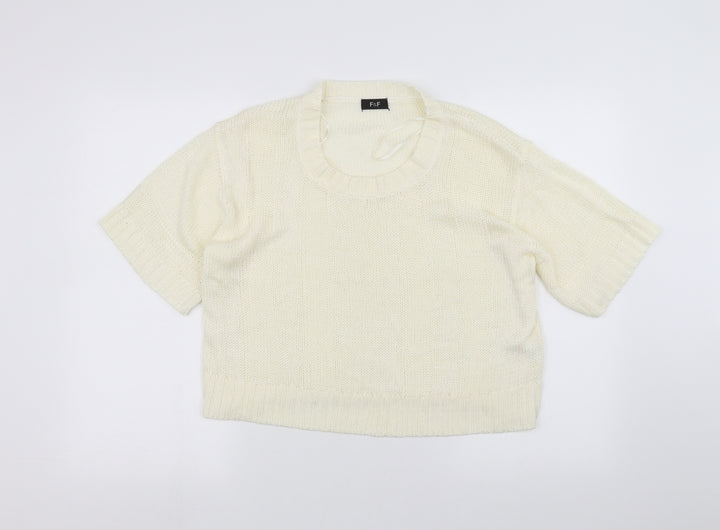 F&F Womens White  Knit Pullover Jumper Size 14