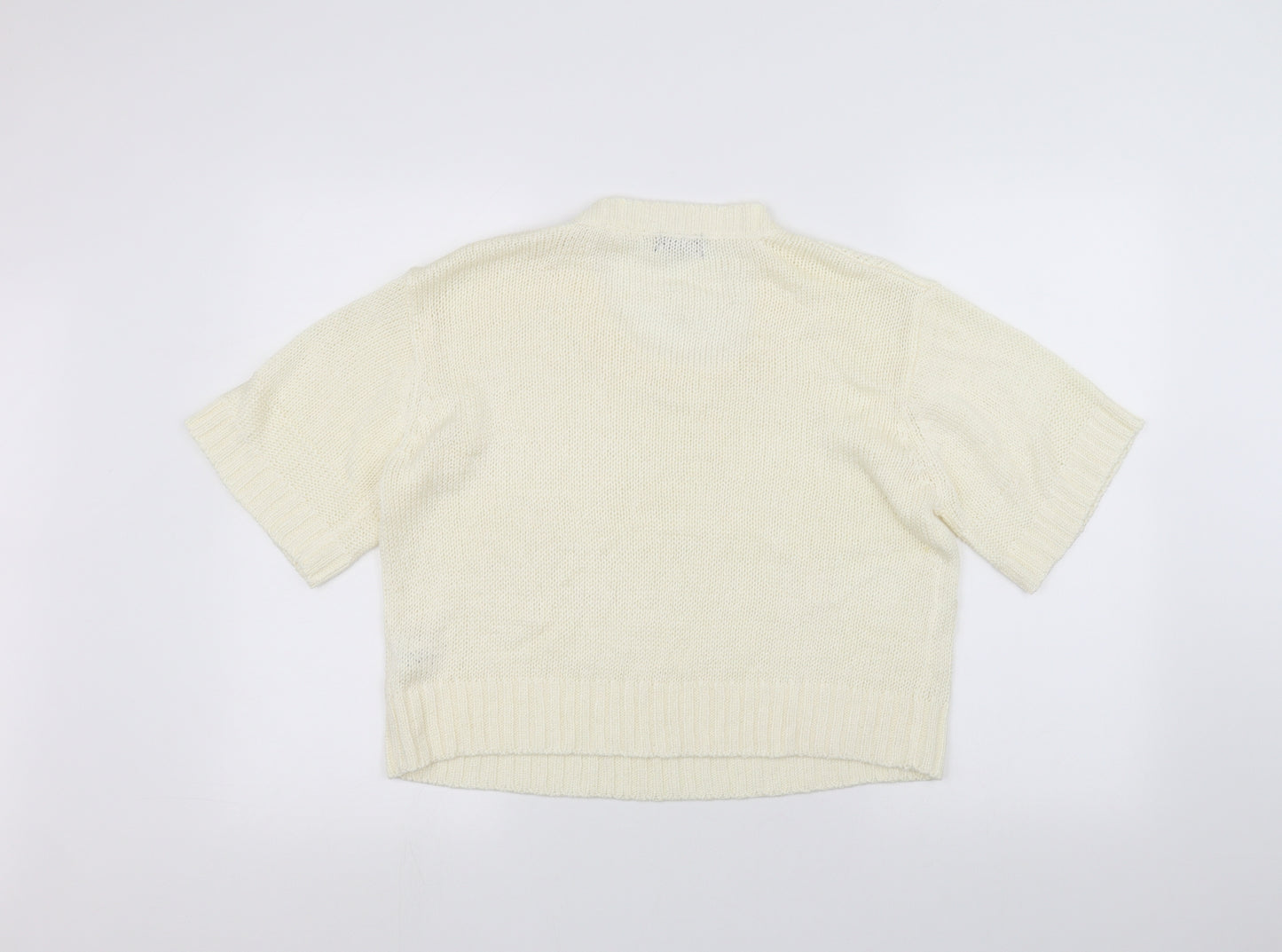 F&F Womens White  Knit Pullover Jumper Size 14