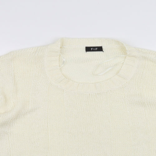 F&F Womens White  Knit Pullover Jumper Size 14