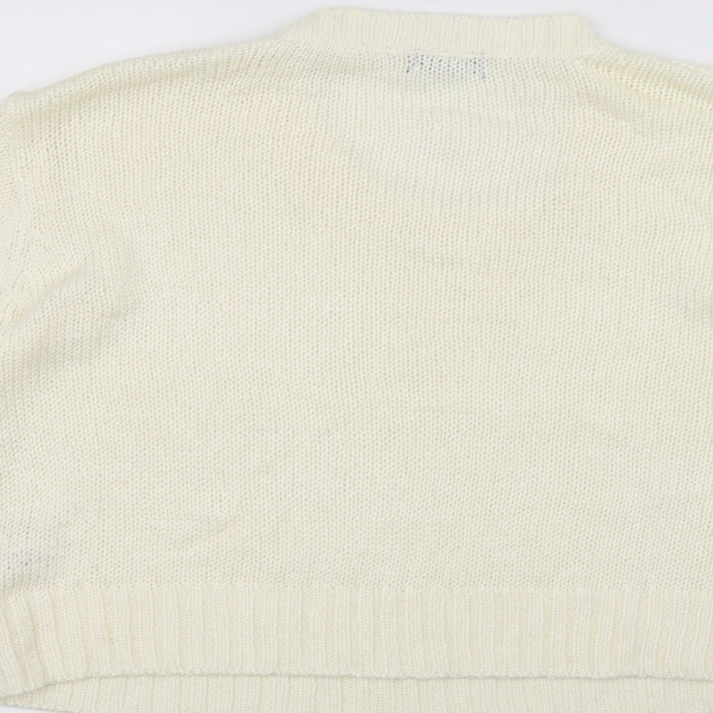 F&F Womens White  Knit Pullover Jumper Size 14