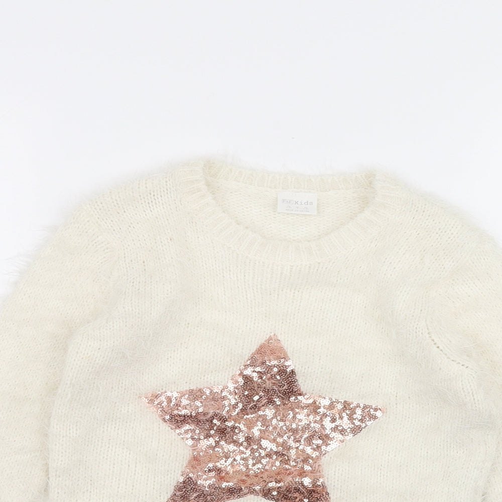F&F Girls White   Pullover Jumper Size 7-8 Years