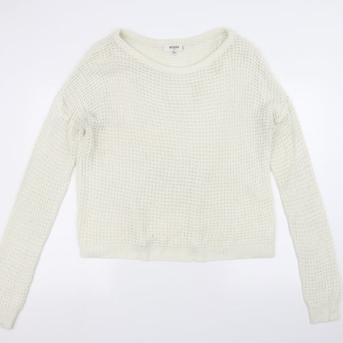 Missguided Womens White  Knit Pullover Jumper Size 14