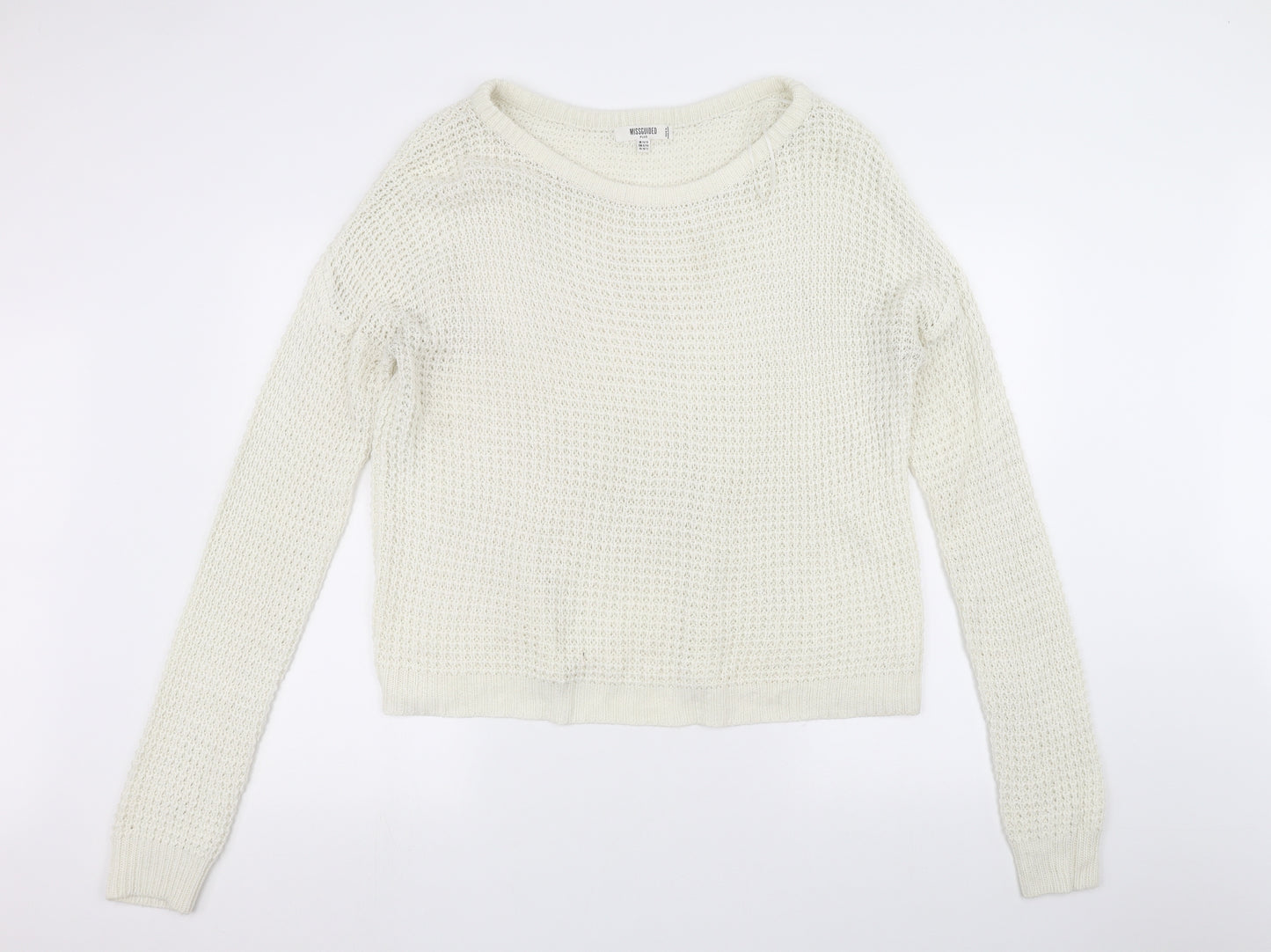 Missguided Womens White  Knit Pullover Jumper Size 14