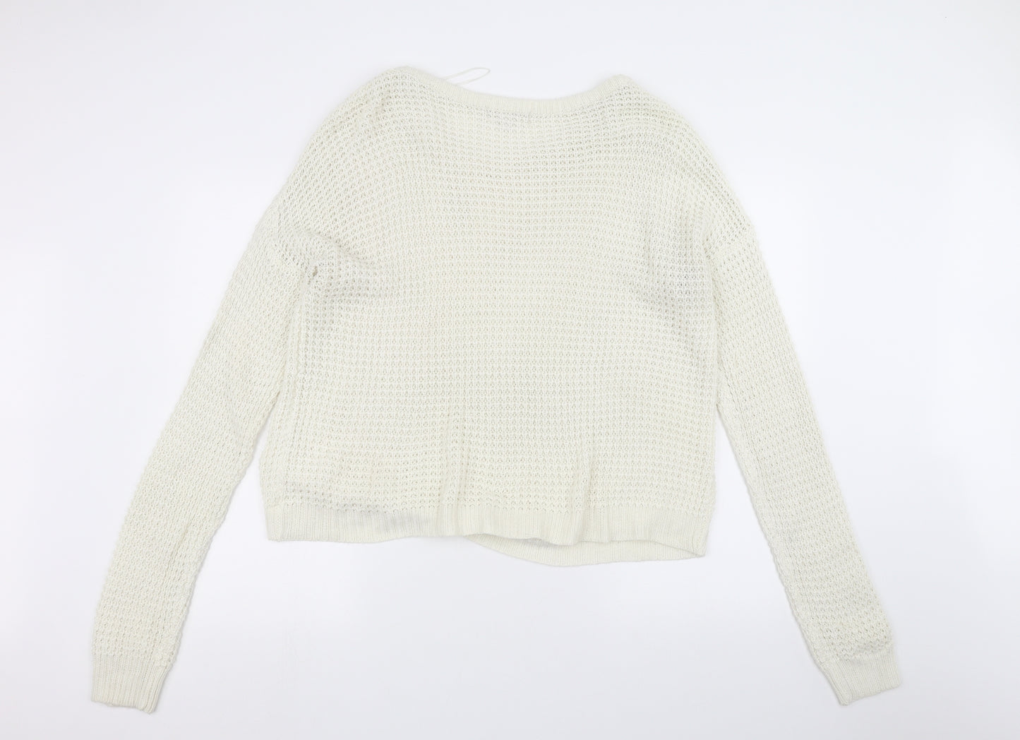 Missguided Womens White  Knit Pullover Jumper Size 14