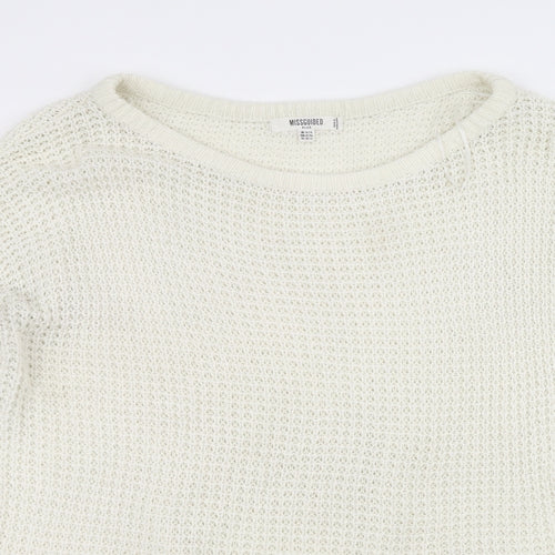 Missguided Womens White  Knit Pullover Jumper Size 14