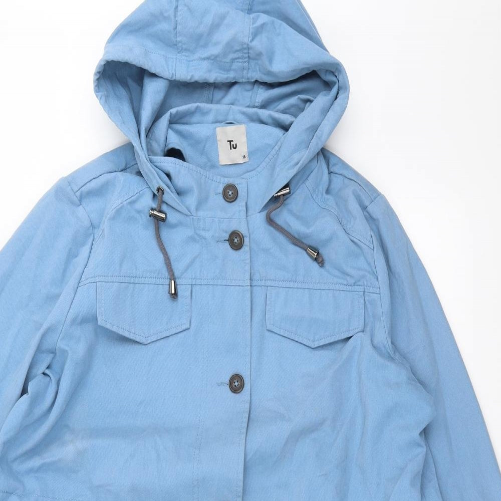 TU Womens Blue   Overcoat Coat Size 18