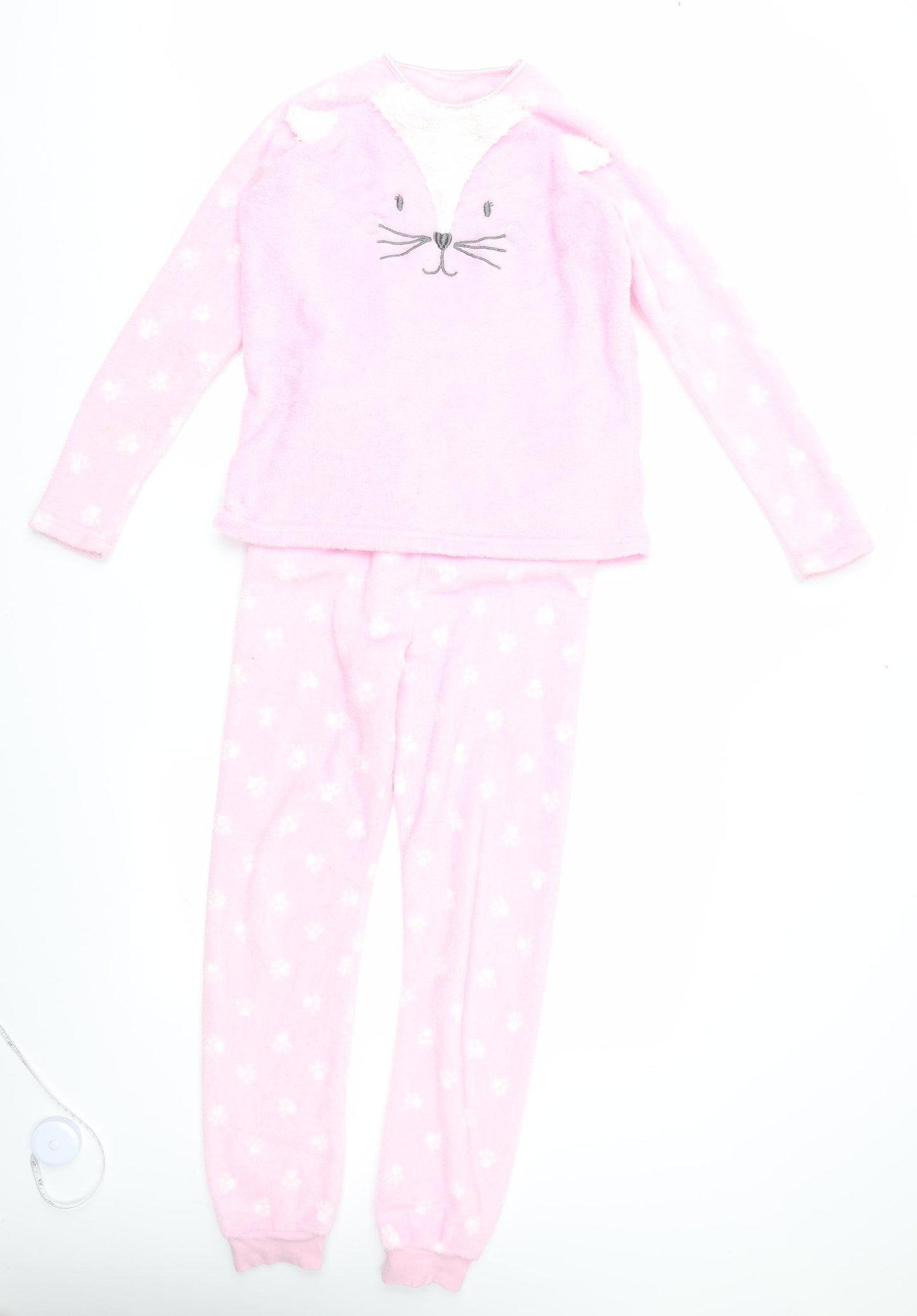 Preworn Girls Pink Animal Print  Cami Pyjama Set Size 12-13 Years