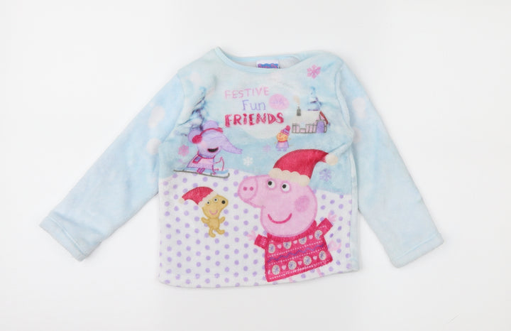 Peppa Pig Girls Blue Animal Print Cami Pyjama Top Size 2-3 Years