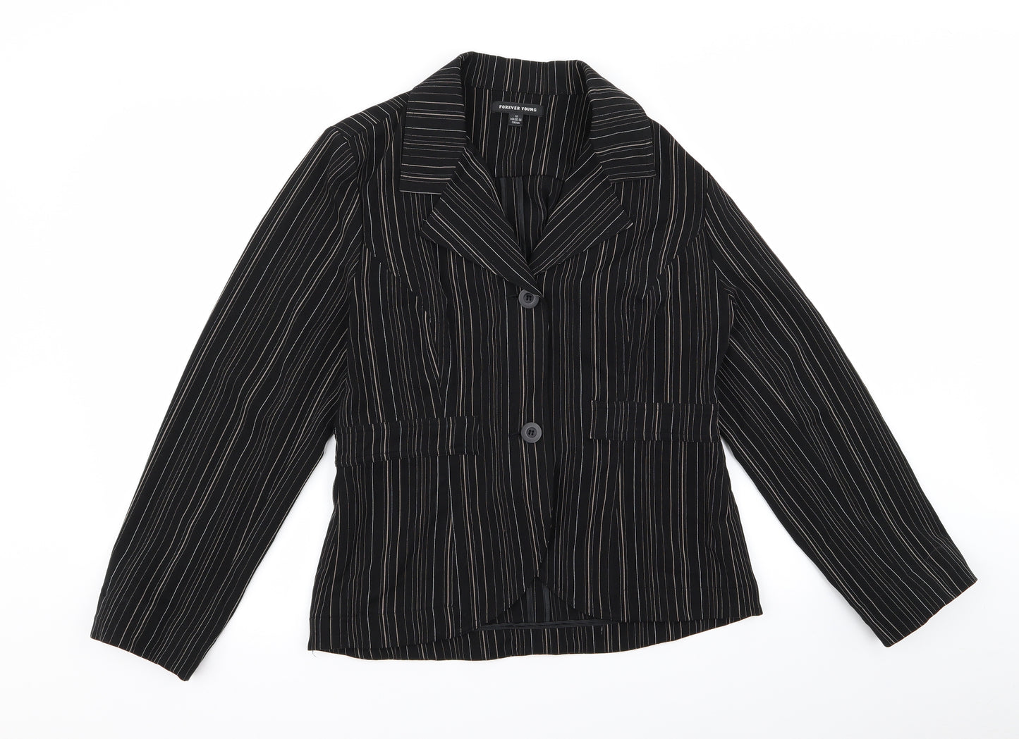 Preworn Womens Black Striped  Jacket  Size 14