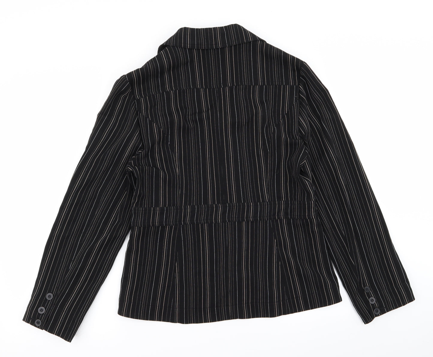 Preworn Womens Black Striped  Jacket  Size 14